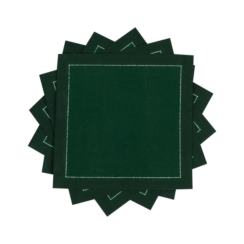 Five Star Napkins Luxury Cotton Cloth Cocktail Napkins - Bar Napkins, Party Napkins, Beverage Napkins, Events, Holiday, Wedding, Birthday, Parties - 4.5" x 4.5" - Disposable (50 x)British Racing Green
